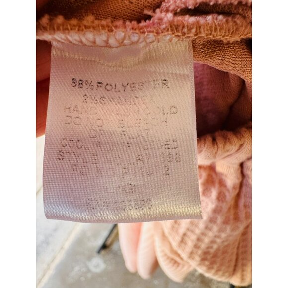 NWOT Mainstrip Pink Waffle Knit Wide Leg Pockets Open Back Button Jumpsuit L - Picture 5 of 13